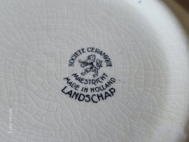 Landschap zwart Societe Ceramique hoge ronde schaal 20 cm (2x chipje bovenrand)