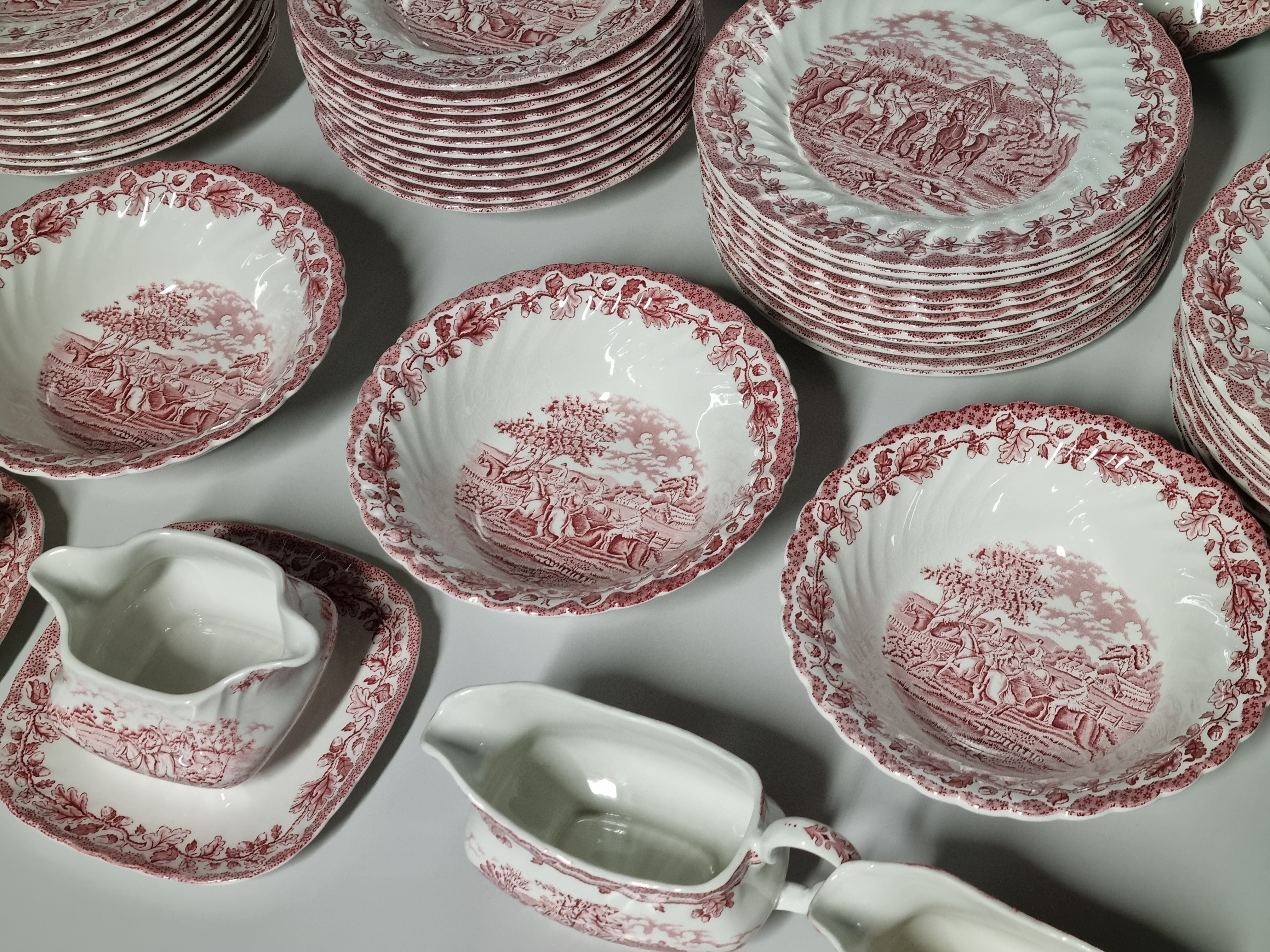 Engels rood Jachtservies Myott's Country Life Eetservies 24 persoons