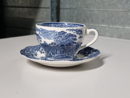 Engels blauw Enoch Wedgwood Woodland Kop en schotel