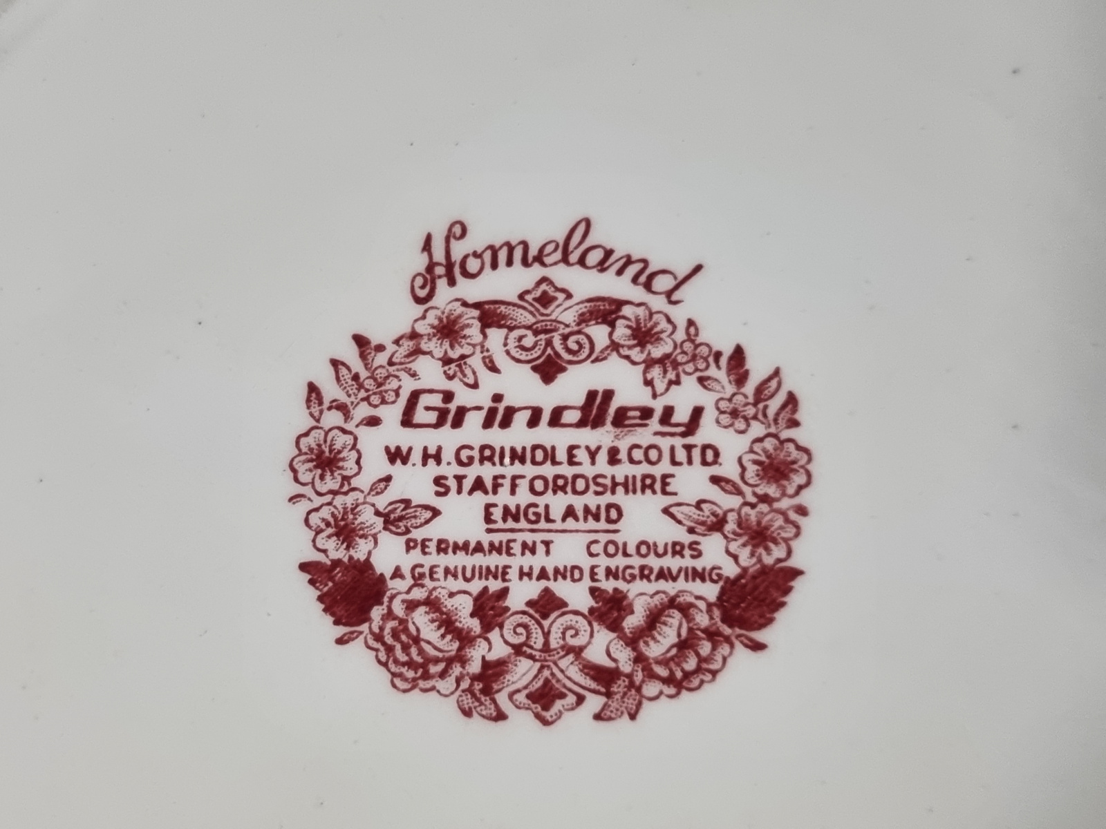 Engels rood Grindley Homeland groot Serveerbord met greepjes (rond) 33 cm