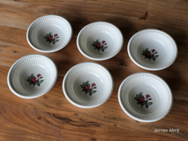 Verkocht = Wedgwood Moss Rose set 6x rond schaaltje 16 cm