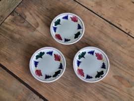 Boerenbont Boch Kerstservies set 3x Petitfours of als Theezakjeslegger 11 cm