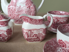 Engels rood Enoch Wedgwood River Scene koffieservies theeservies 4 personen