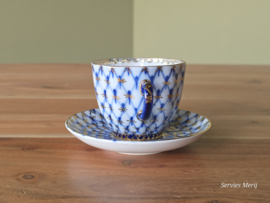 Lomonosov blauw Cobalt Net espresso kop en schotel 7,2 cm