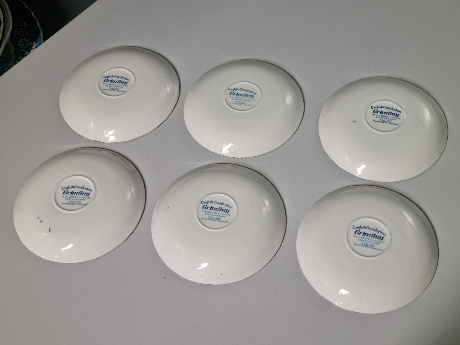 Engels blauw Grindley Country Inns set 6x kop en schotel