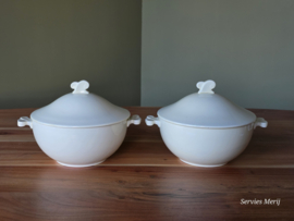 Societe Ceramique creme set 2x dekschaal terrine 20,5 cm