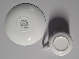 Engels bruin Meakin Stratford Stage set 2x kop en schotel (bruin en rood)