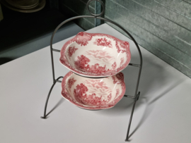 Engels rood Johnson Bros Old Britain Castles Etagere uitneembare schalen