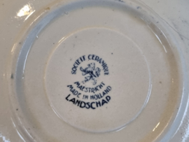 Landschap Blauw Societe Ceramique Set van 6x Kop en schotel (hoekig model)