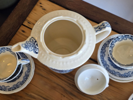 Boerenhoeve blauw Societe Ceramique koffieservies 8 persoons
