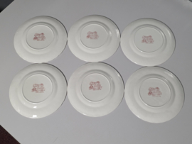 Engels rood Jachtservies Myott's Country Life set 6x ontbijtbordje 20 cm