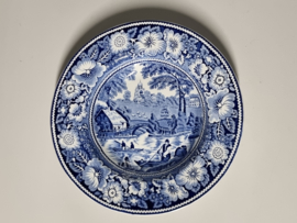 Engels blauw W.R. Midwinter Rural England diep bord 22,5 cm