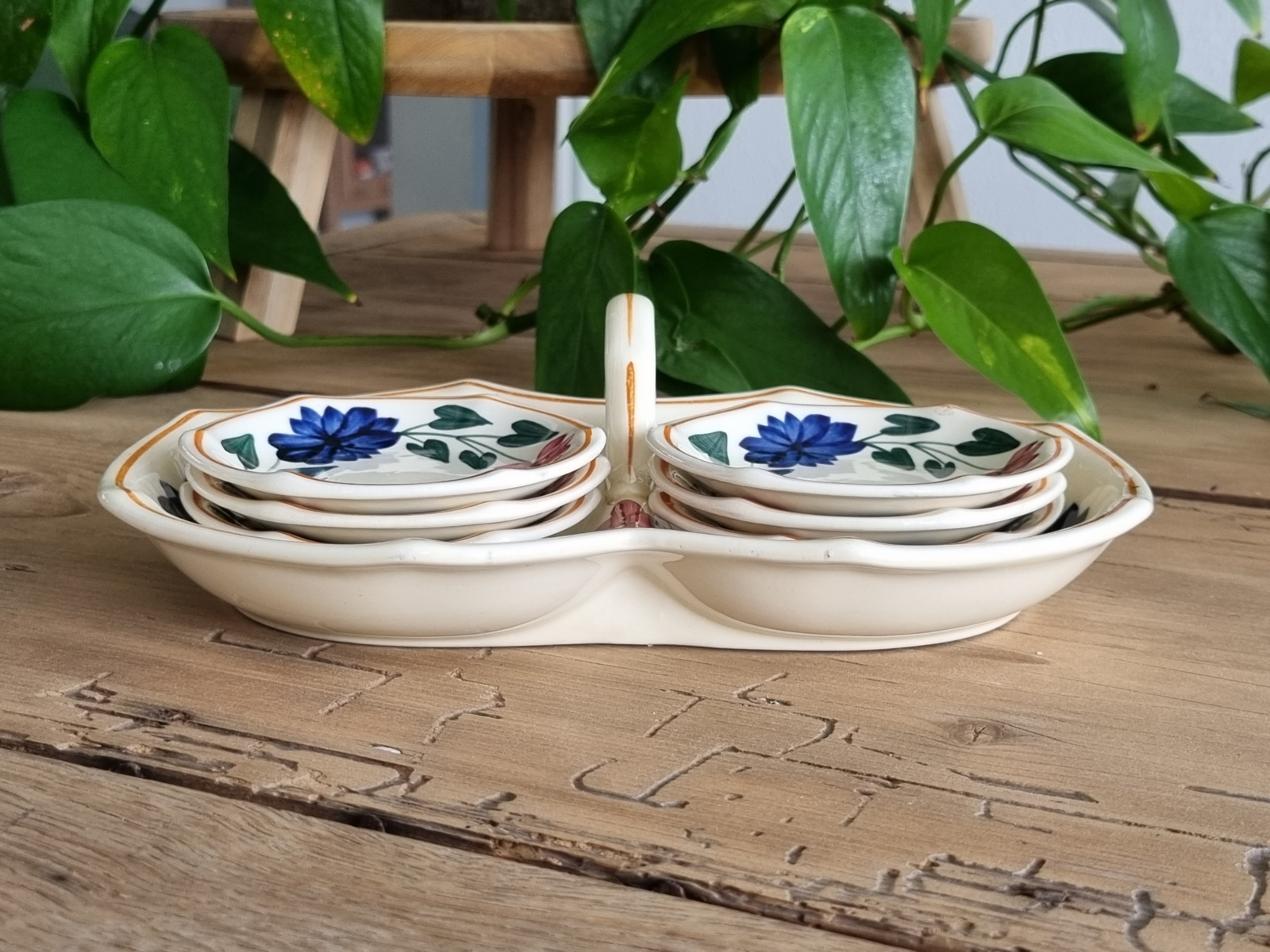 Boerenbont 418 Societe Ceramique Petit-Fourstel | Serveersetje (creme)