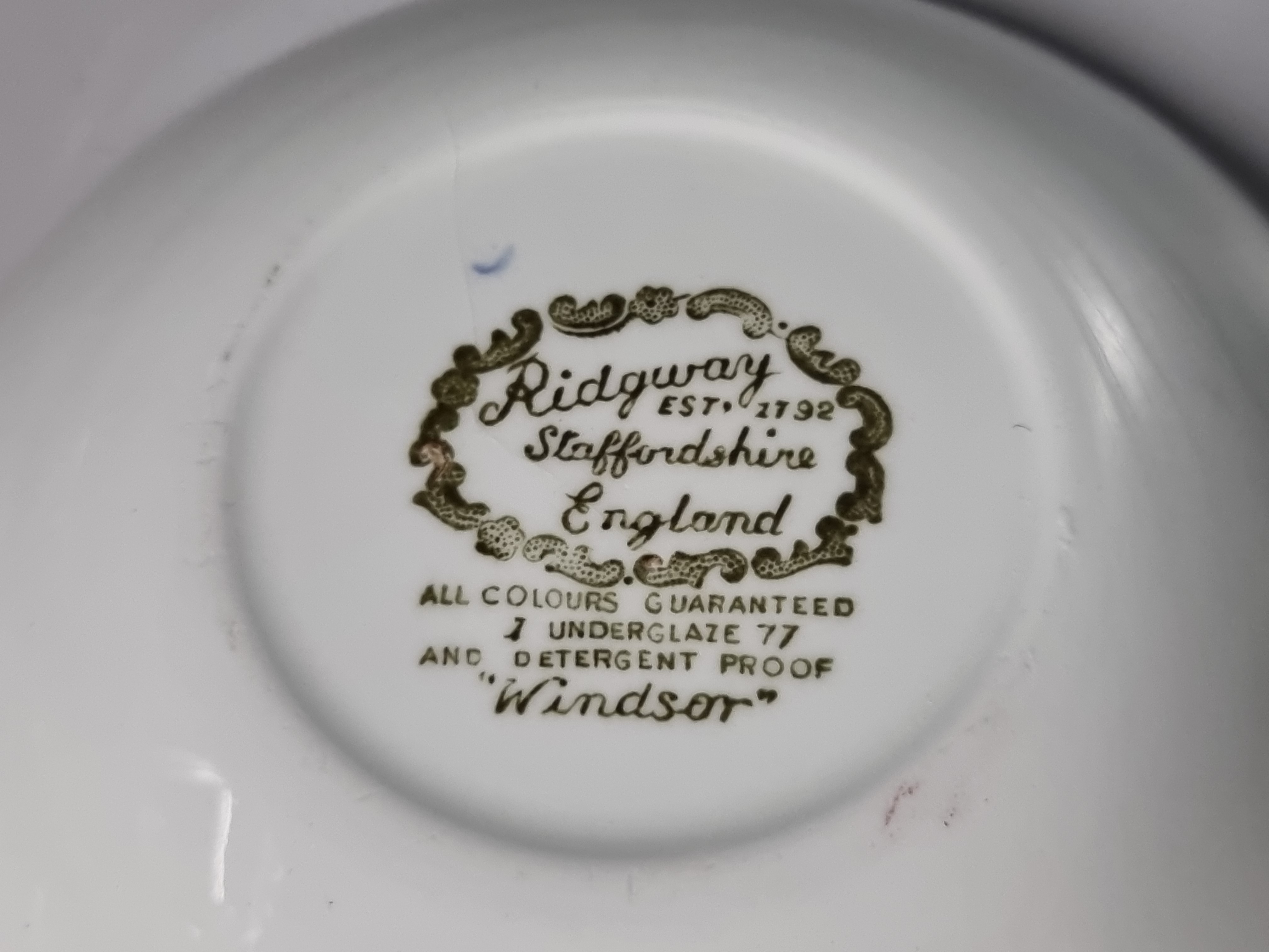 Engels Ridgway Windsor groen gekleurd rond schaaltje 13 cm