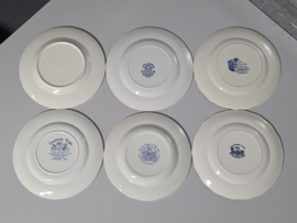 Engels blauw Mix & Match Set 6x ontbijtbord 19,5 - 20,5 cm