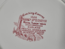 Engels rood Coaching Taverns Royal Tudorware Staffordshire Dinerbord 25 cm