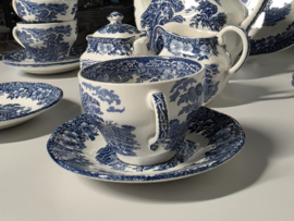 Engels blauw Enoch Wedgwood Woodland koffieservies theeservies 6 personen