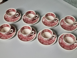 Villeroy en Boch Rusticana rood set 8x Koffie Kop en schotel