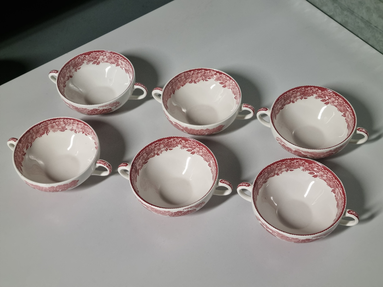 Engels rood Enoch Wedgwood Woodland set 6x Soepkom