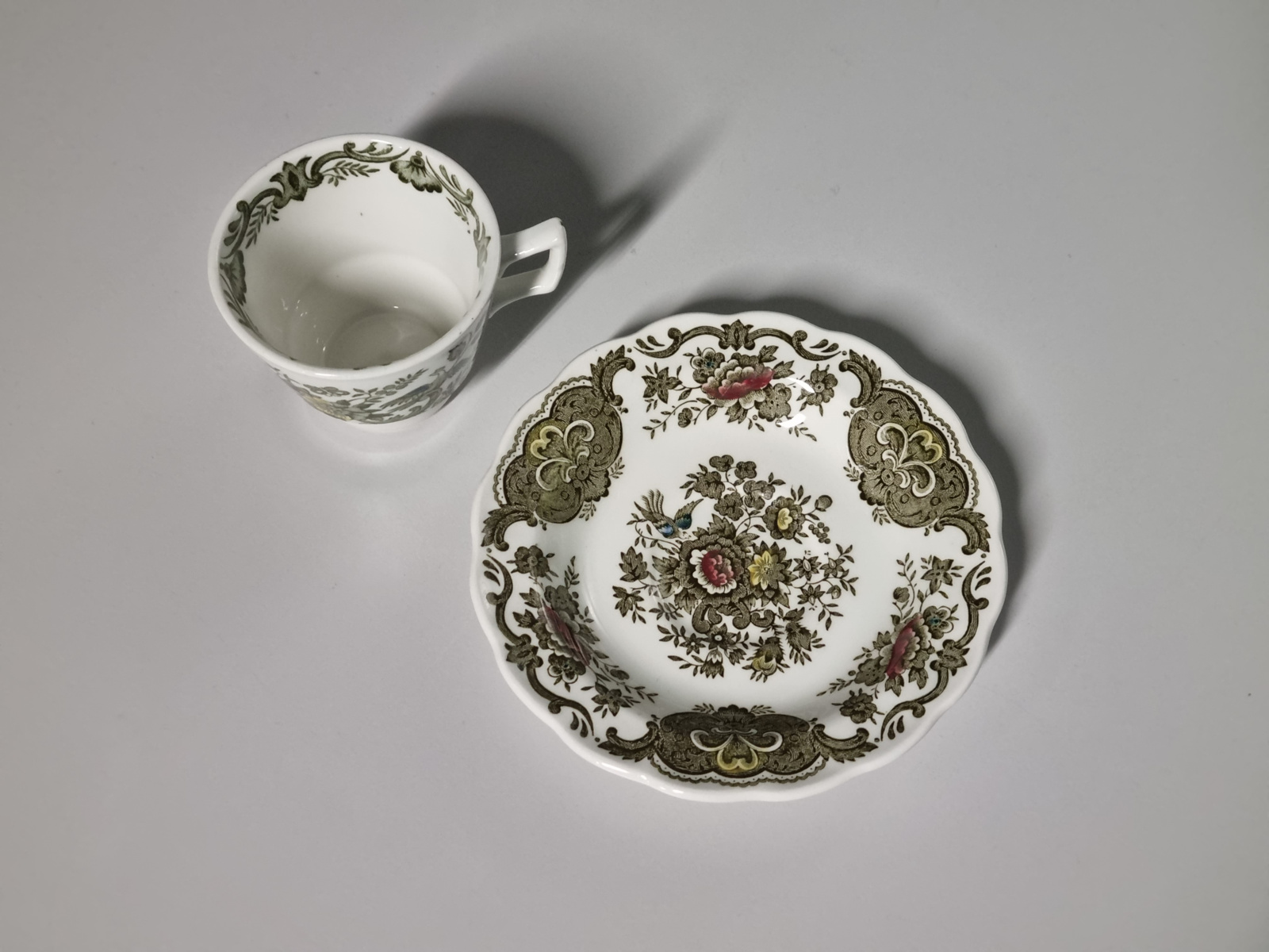 Engels Ridgway Windsor groen gekleurd Espresso Kop en schotel