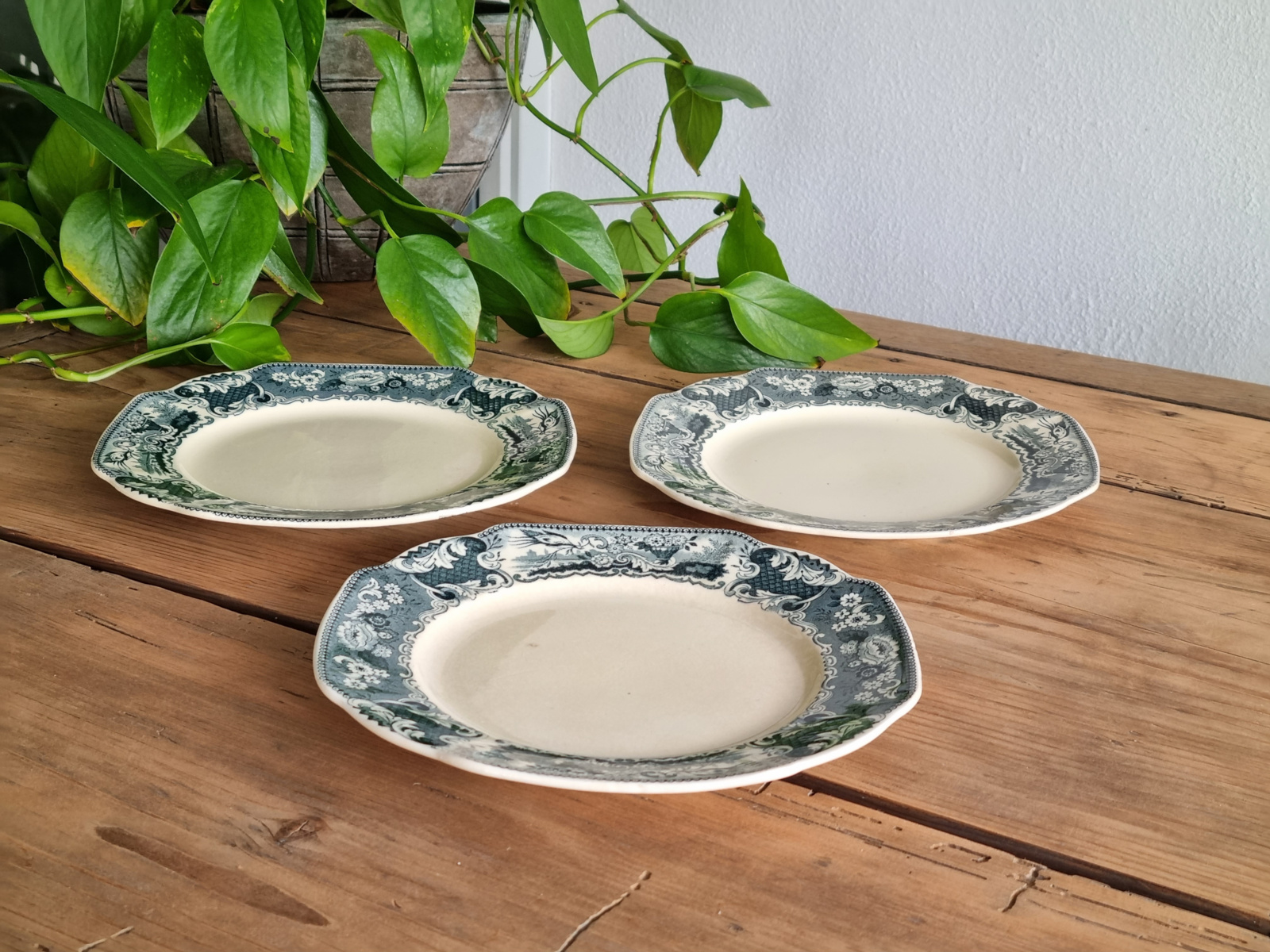 Victoria Groen Societe Ceramique set 3x Dejeuner Ontbijtsetje (creme)