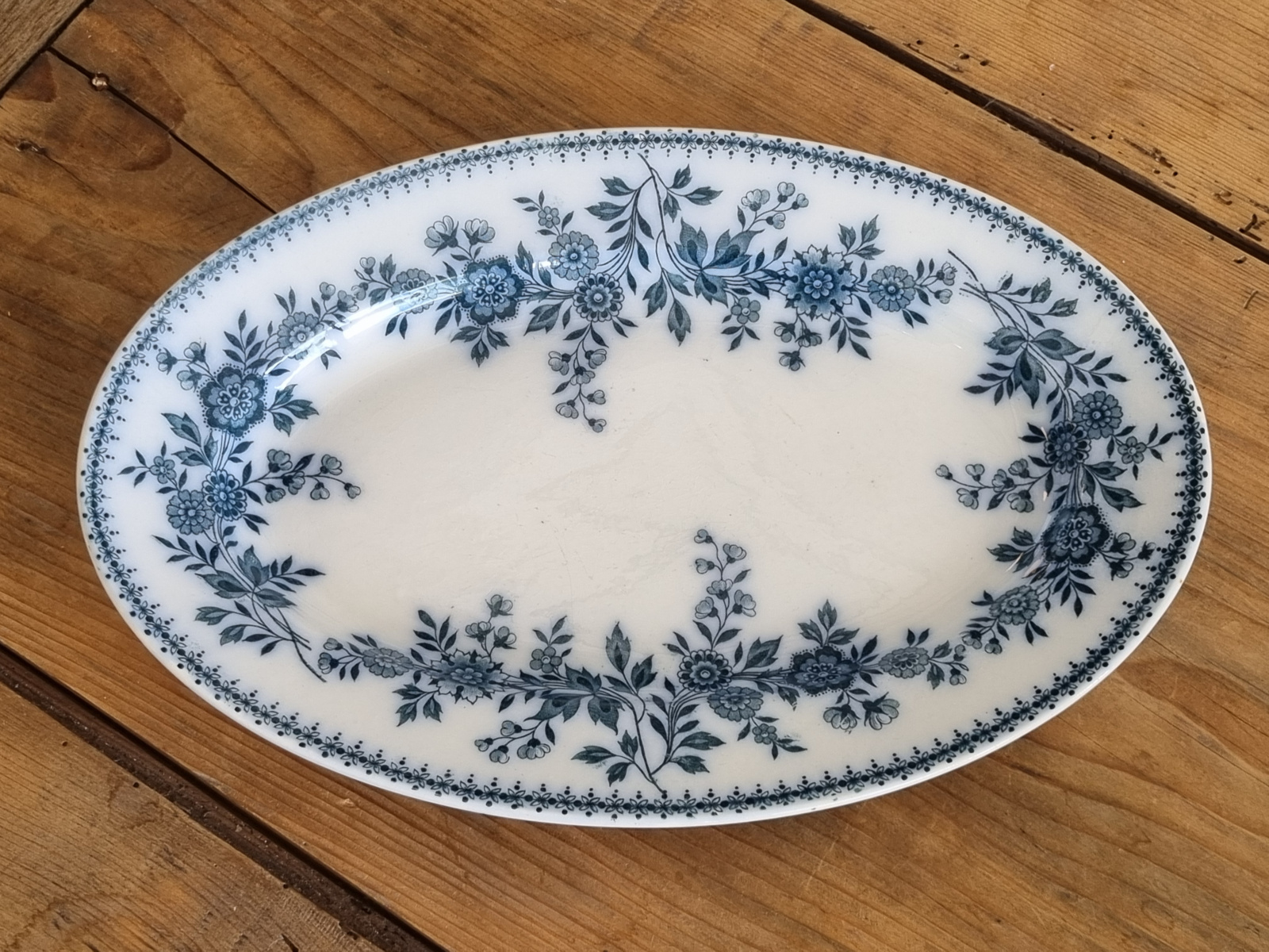 Société Céramique Bruges blauw ovale schaal 32 cm