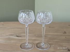 Boheems Kristal Glas set van 2x op hoge voet 19,5 cm kleur Blanc