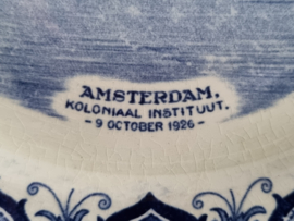 Wandbord Societe Ceramique Mooi Nederland Amsterdam Kol. Instituut blauw 23 cm