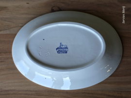 Potiche blauw Petrus Regout ovale schaal 31,5 cm