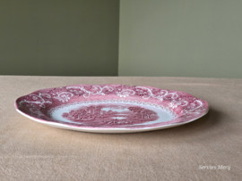 Engels rood Enoch Wedgwood River Scene ovale schaal 35,5 cm