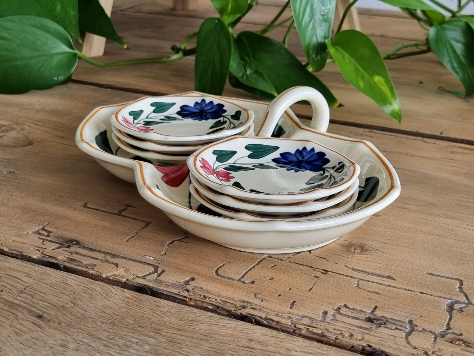Boerenbont 418 Societe Ceramique Petit-Fourstel | Serveersetje (creme)