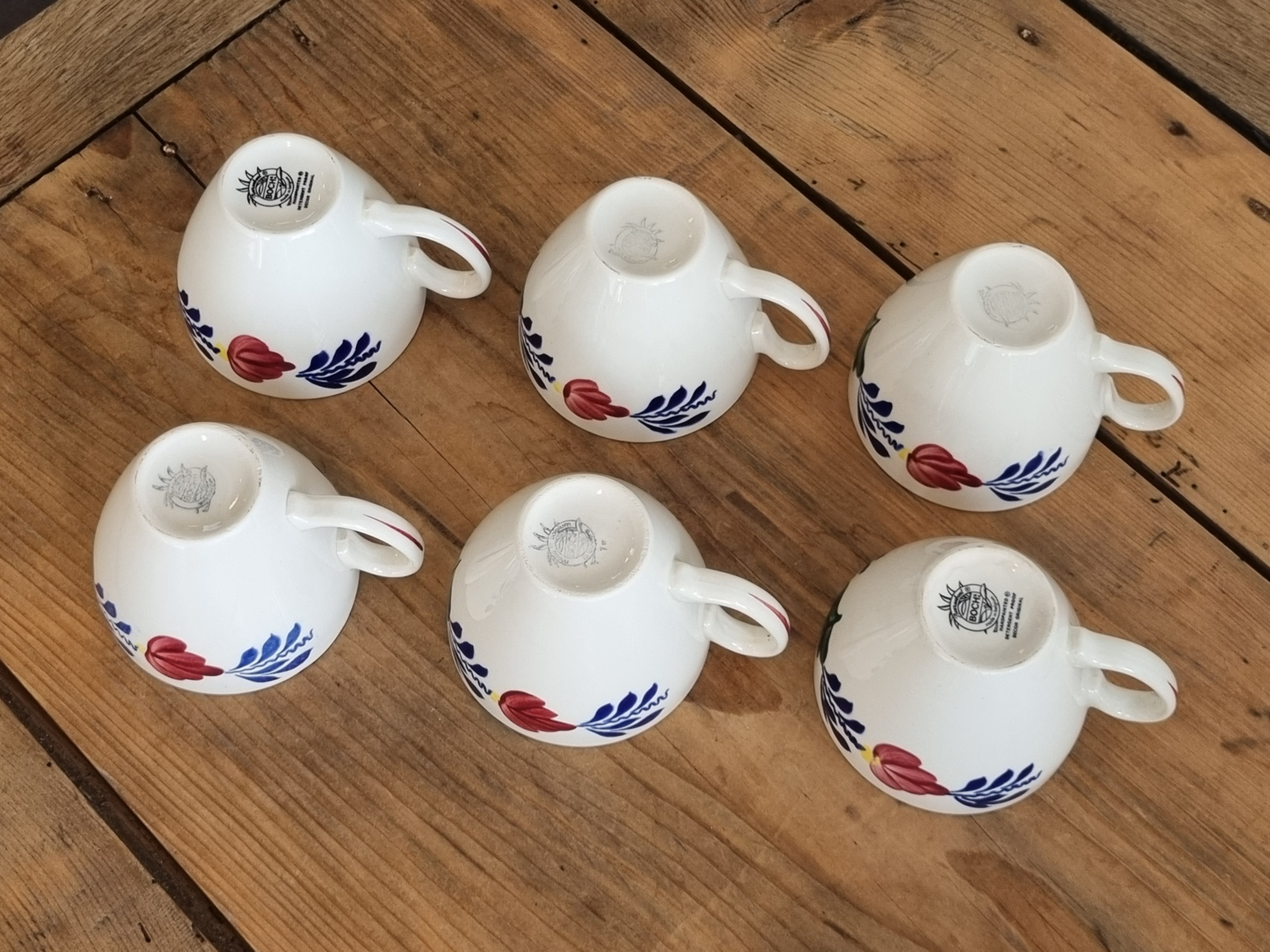 Boerenbont Boch set van 6x Koffie Kop en schotel model Audrey (zwart stempel)