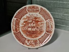 Engels bruin Alfred Meakin Fair Winds plat dinerbord 27 cm