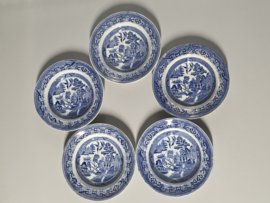 Engels blauw D.J. Evans Swansea set 5x diepe borden 24 cm