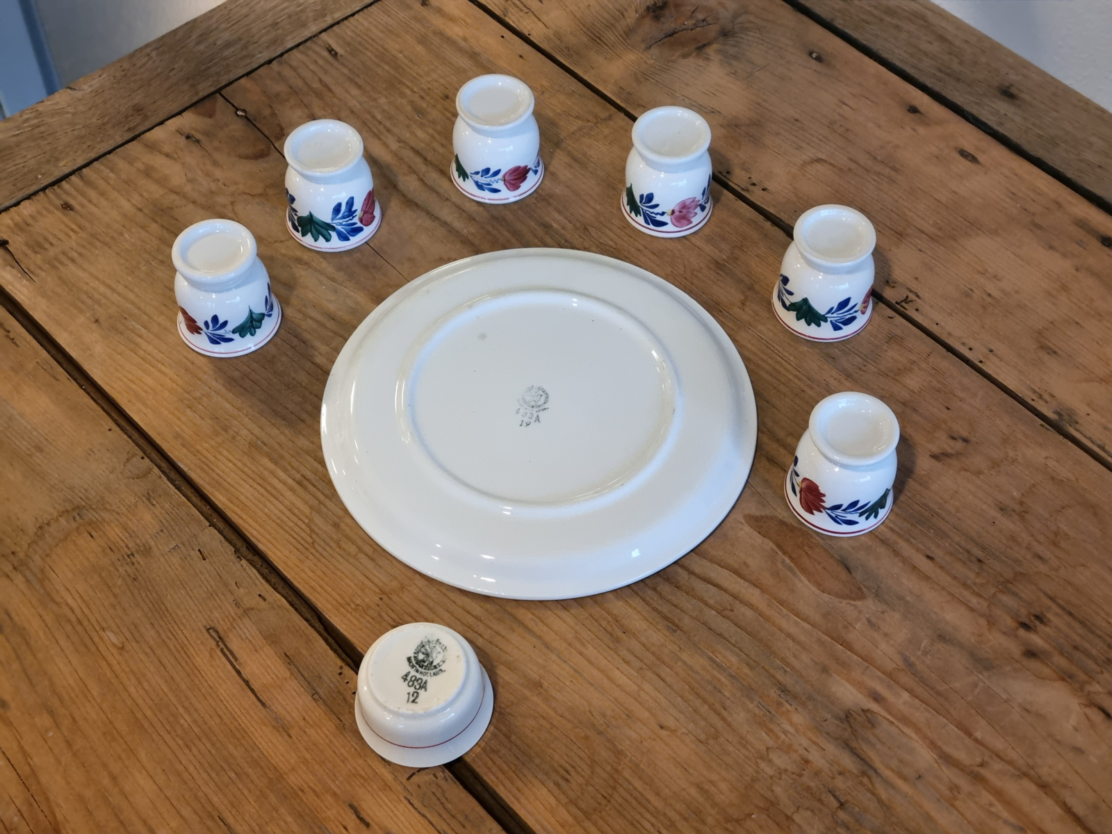 Boerenbont Societe Ceramique 483a Eierdopset met originele zoutvaatje