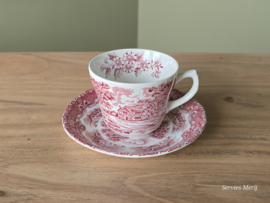 Engels rood Grindley Country Inns Koffie kopje met schotel (bloem binnenkant)