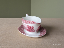 Engels rood Enoch Wedgwood River Scene sauskom op vaste onderschotel