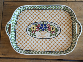 Societe Ceramique Schrijfnamendecor Oud Luik Dienblad van Aardewerk