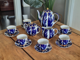 Lomonosov blauw Winternight Koffieservies 6-persoons