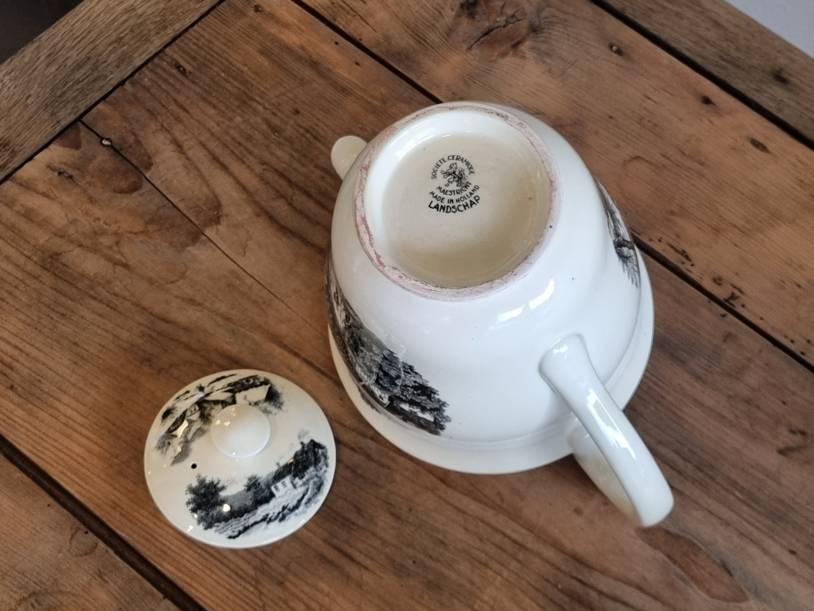 Landschap Zwart Société Céramique Koffiepot (rond model)