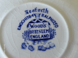 Engels blauw Woods Burslem England Seaforth set 2x Thee kop en schotel