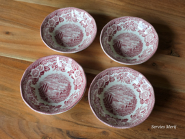 Engels rood Enoch Wedgwood Lochs of Scotland set 4x schaaltje 12,5 cm