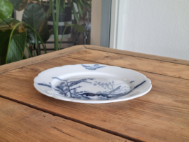 Petrus Regout decor Plata donker blauw Plat Bord 23,5 cm (afb. vogel onderaan)