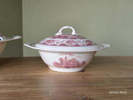 Engels rood Olde England Royal Tudor Ware Set 2x dekschaal