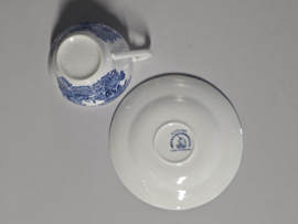 Engels blauw Enoch Wedgwood Woodland Kop en schotel (witte binnenkant)