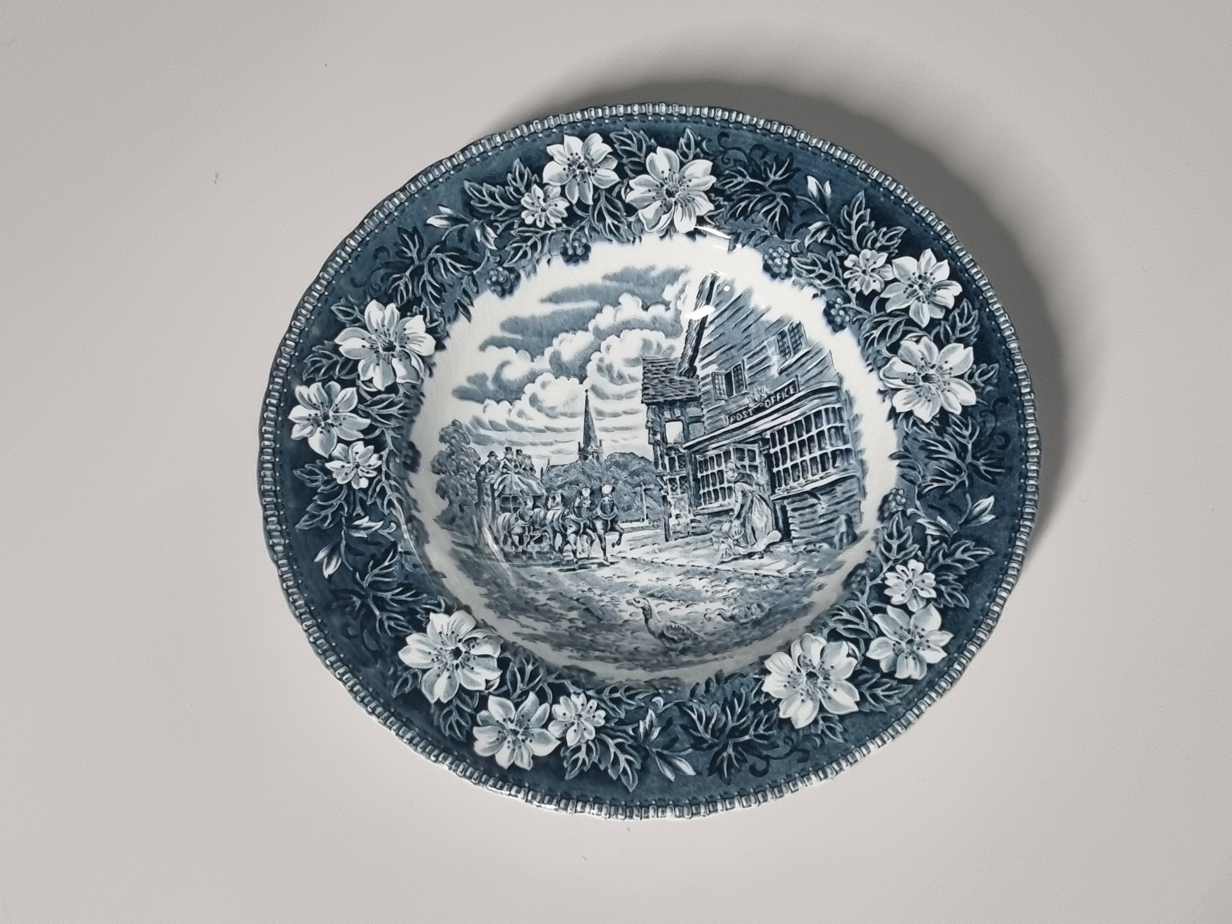 Engels groen/petrol Royal Tudor Ware Coaching Taverns diep pasta curry bord 23 cm