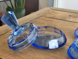 Glas Vintage Kaptafel setje donkerblauw 3 delig