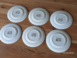 Engels bruin ingekleurd Jachtservies Myott's Country Life set 6x ontbijtbord 20 cm (met verkleuring)
