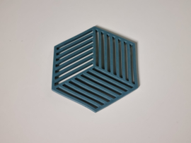 Hexagon siliconen onderzetter Blauw streepjes