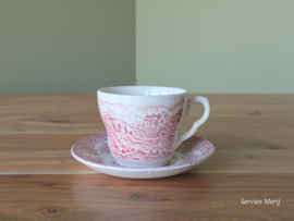 Engels rood English Ironstone Tableware River Scenes kop en schotel